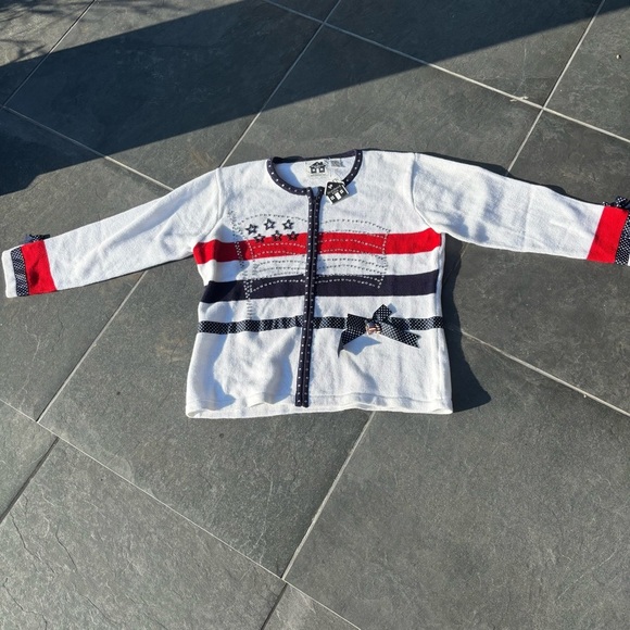 Vintage Storybook Knits American Celebration Patriotic Cardigan-Deadstock (NWT) - Picture 4 of 6